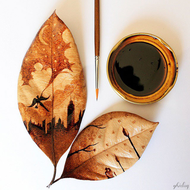 peinture cafe sur feuille